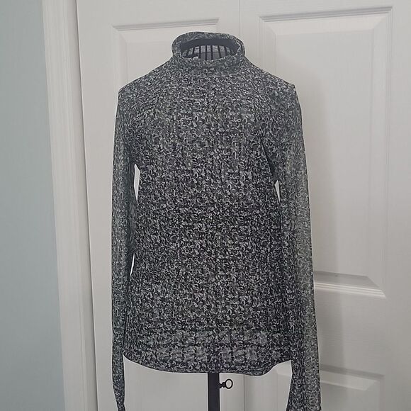 Anthropologie Sheer Printed Turtleneck Pullover. SIZE XS - Picture 2 of 5